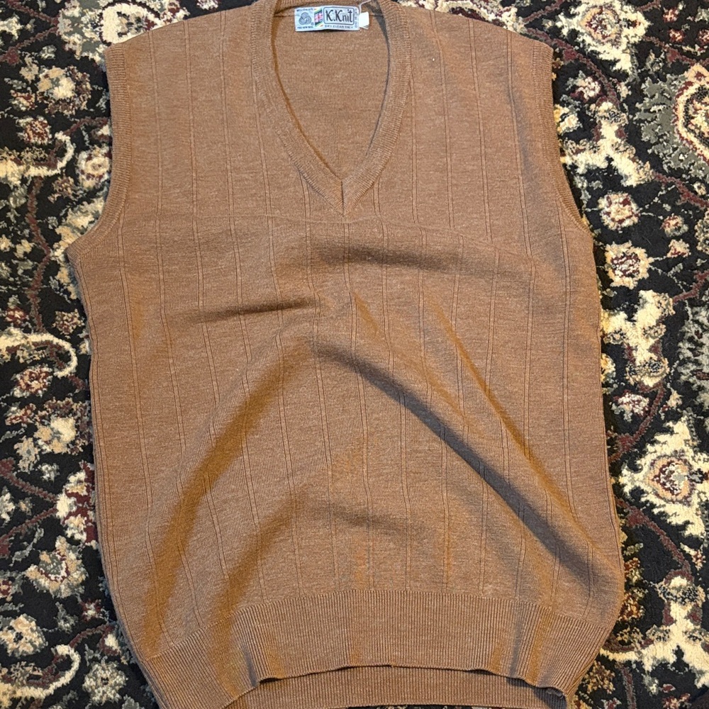 Vintage wool Brown V-Neck Sweater Vest prep